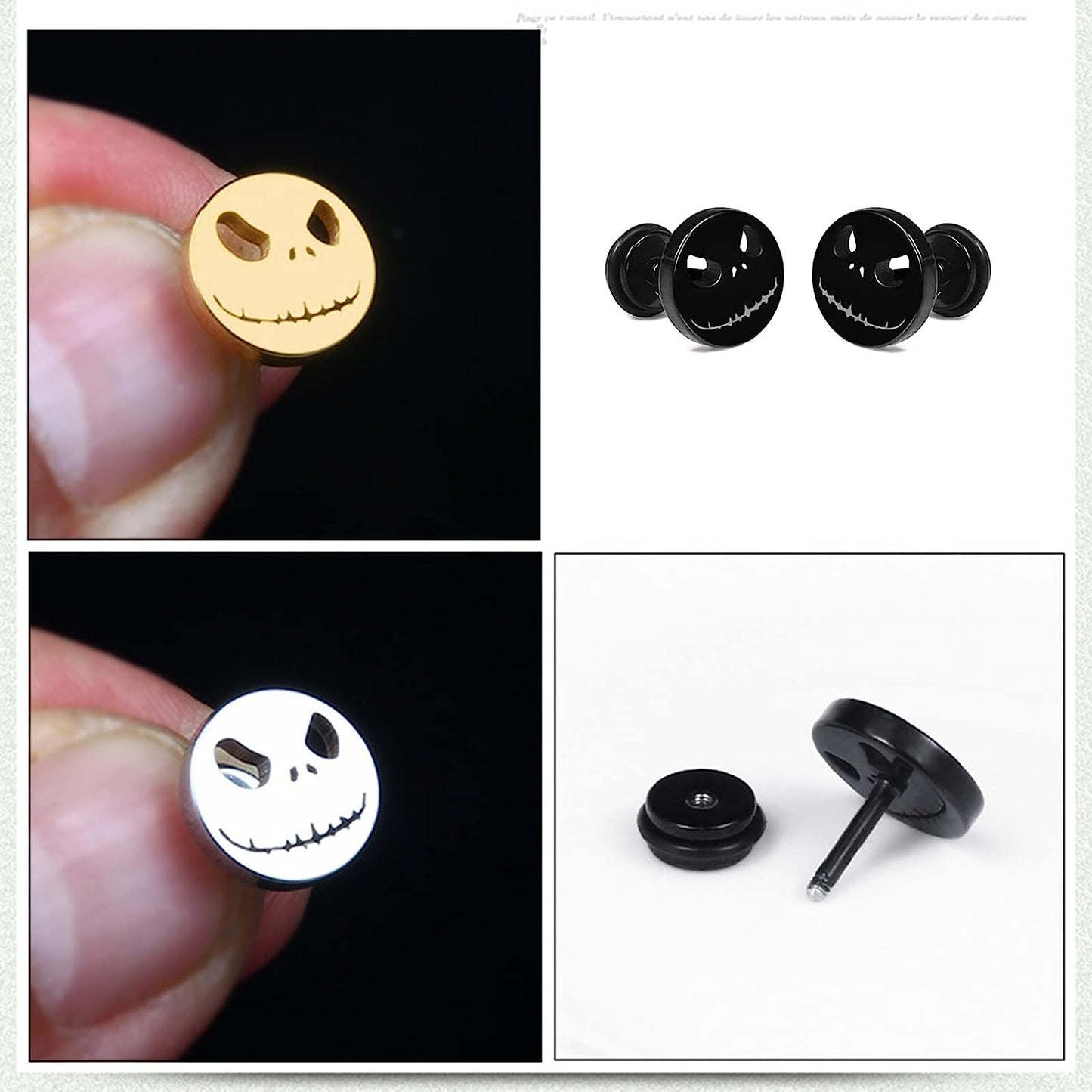 Jack Skellington Titanium Steel Round Cake Earrings