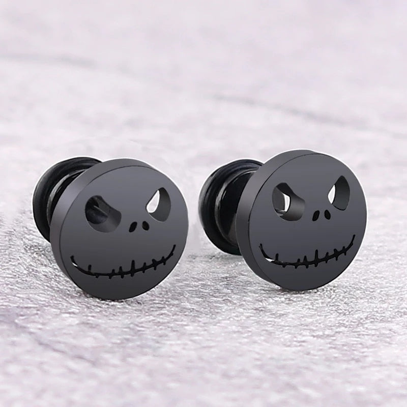 Jack Skellington Titanium Steel Round Cake Earrings