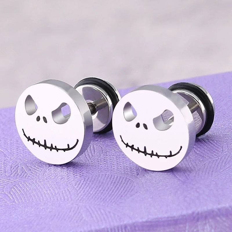 Jack Skellington Titanium Steel Round Cake Earrings