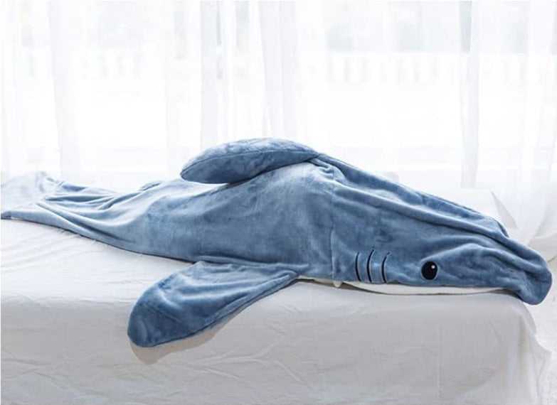 Shark Blanket Adults Flannel Hoodie Sleeping Bag Wearable Loose One Piece Pajamas