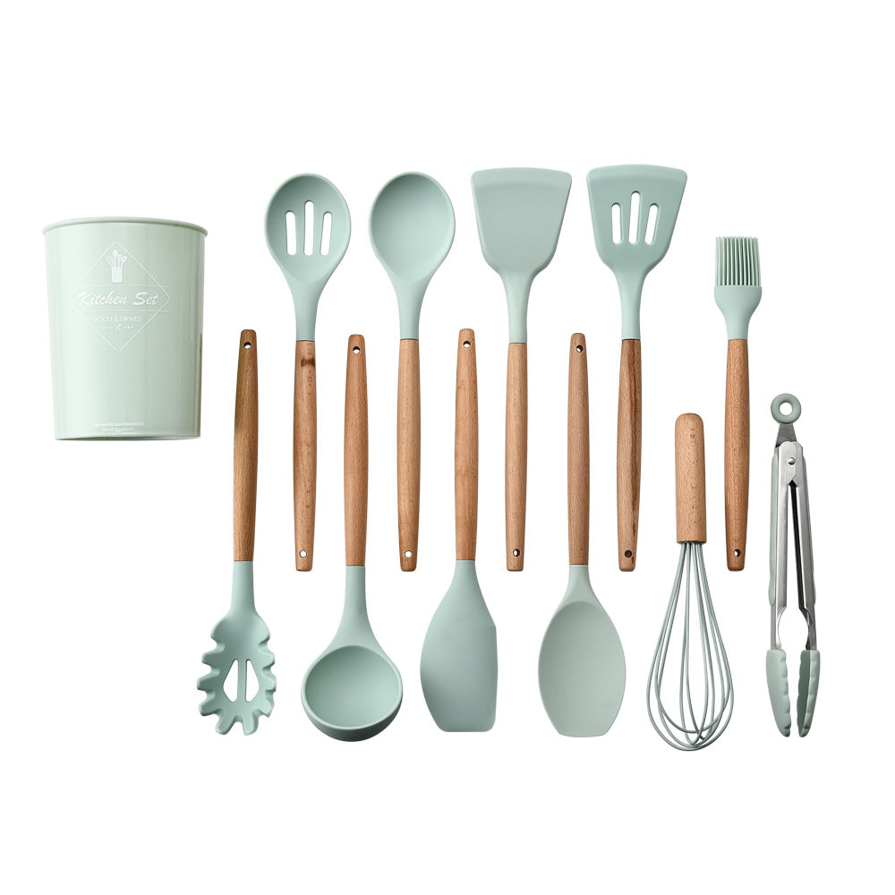 11-piece Kitchenware Set Silicone Kitchenware Set with Wooden Handle