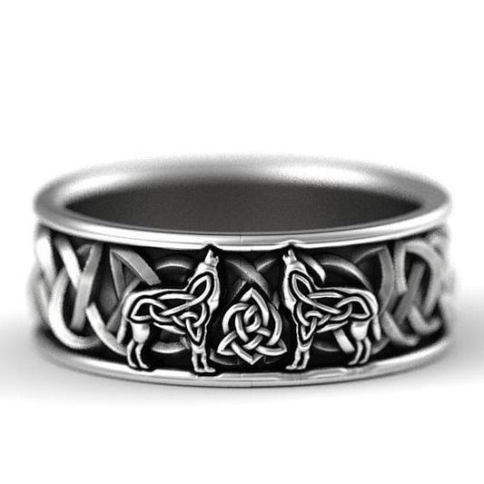 Retro Wolf Totem Rings, Norse Viking Wolf Ring