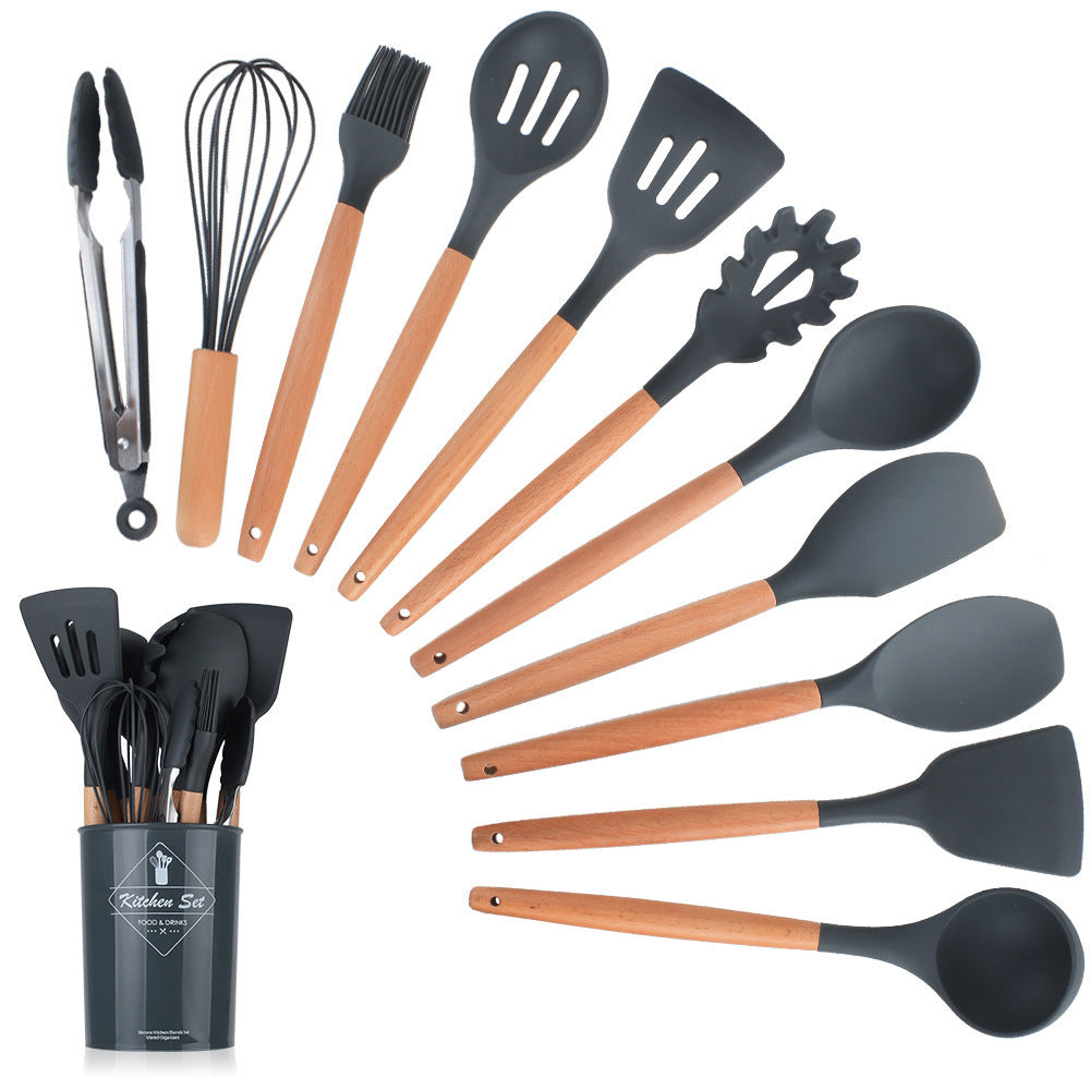 11-piece Kitchenware Set Silicone Kitchenware Set with Wooden Handle