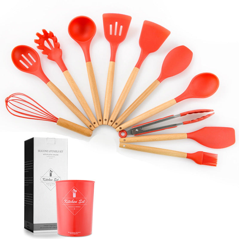 11-piece Kitchenware Set Silicone Kitchenware Set with Wooden Handle