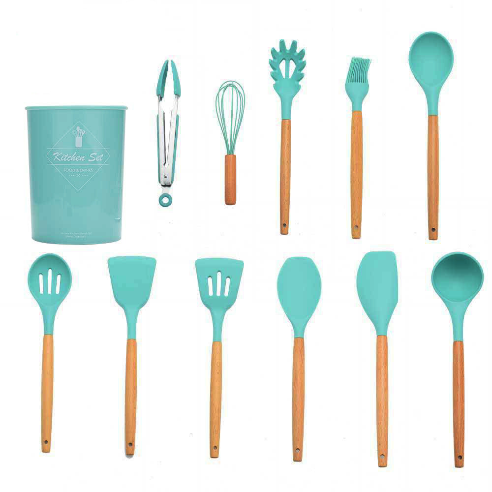 11-piece Kitchenware Set Silicone Kitchenware Set with Wooden Handle