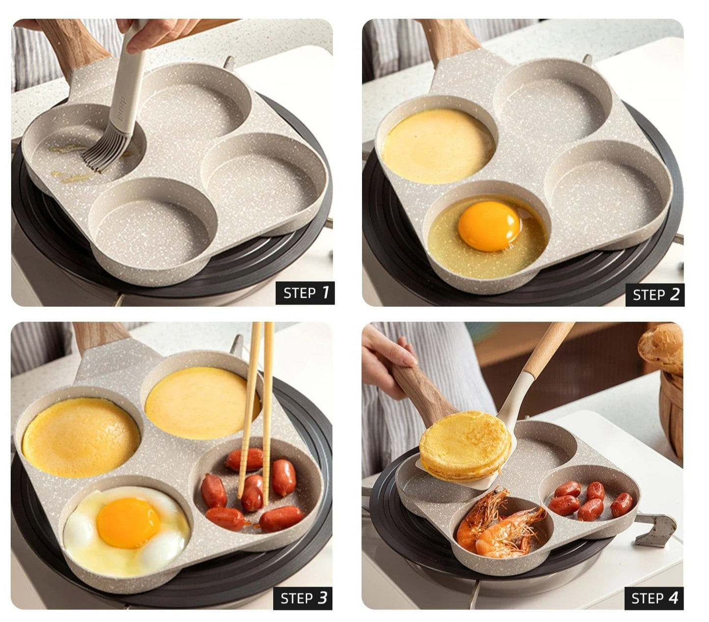 Maifan Stone 4-hole Omelette Pan