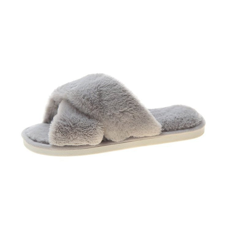 Cross plush slippers