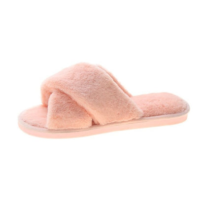 Cross plush slippers