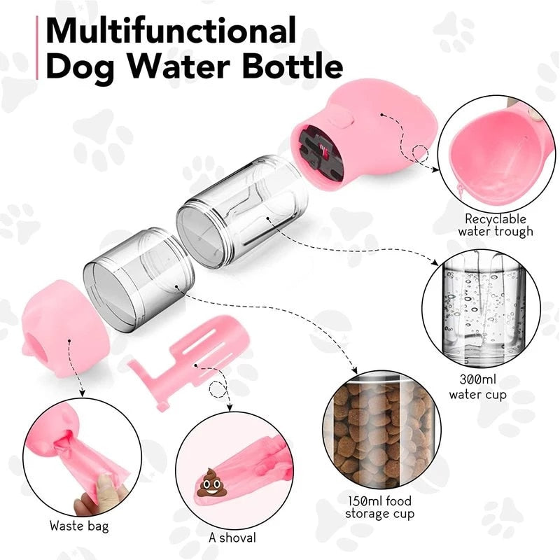 3 In 1 Portable Pet Dog Water Bottle