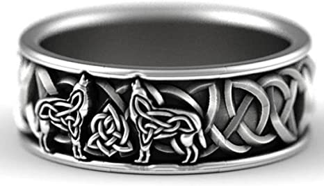 Retro Wolf Totem Rings, Norse Viking Wolf Ring