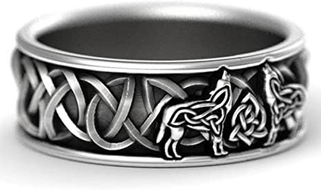 Retro Wolf Totem Rings, Norse Viking Wolf Ring