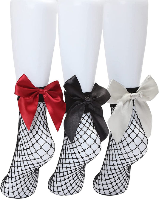 Bow net socks Lolita white lace fishnet socks