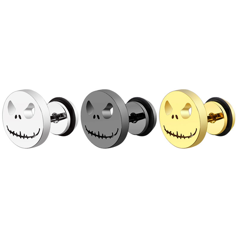 Jack Skellington Titanium Steel Round Cake Earrings