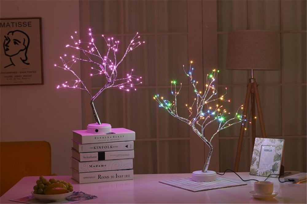 LED Night Light Mini Christmas Tree Copper Wire Garland Lamp