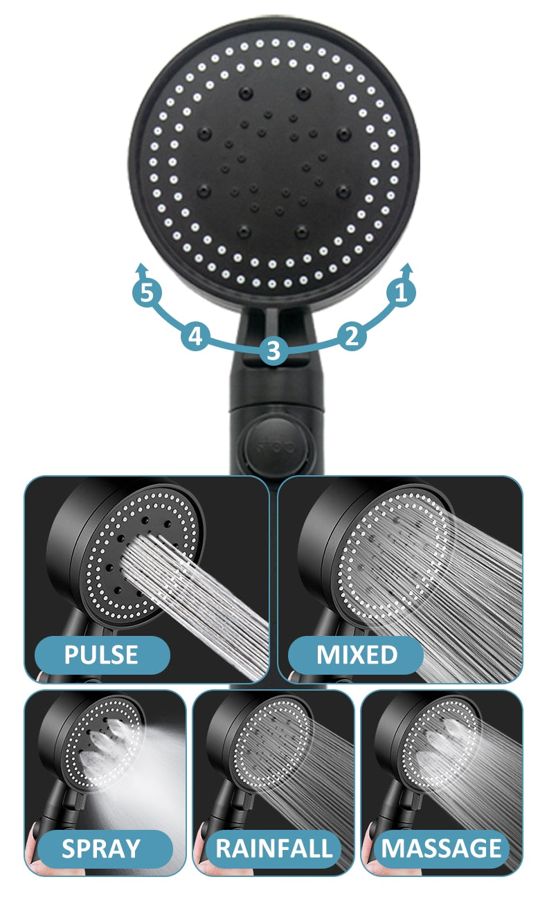 High Pressure Shower Head with 5 Spray Mode