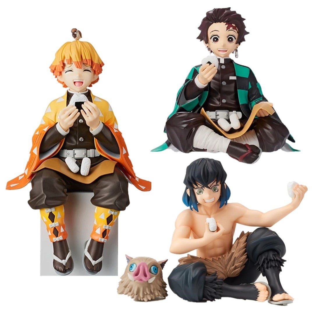 The Demon Slayer Eating Rice Balls Sitting Pose Figure