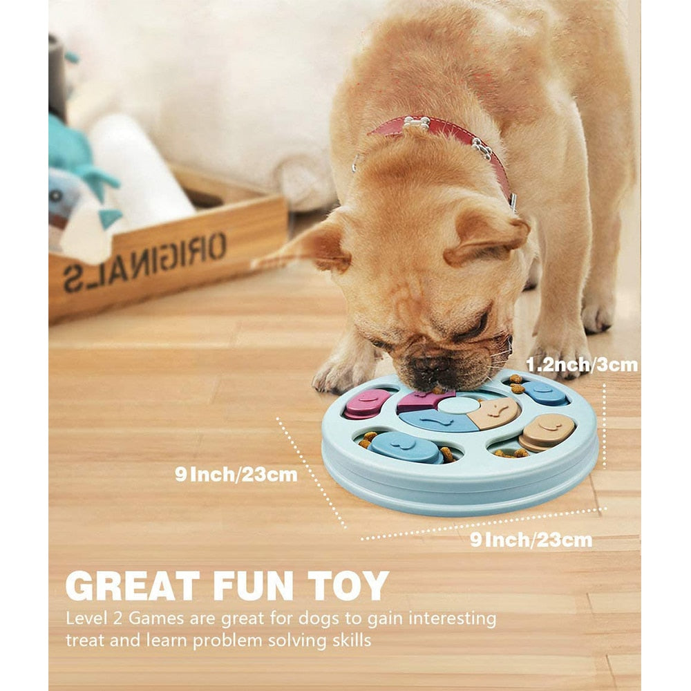 Dog Puzzle Toys Slow Feeder Increase IQ Interactive Turntable Toy Food Dispenser Slowly Eating Bowl Pet Cat Dogs Training Game