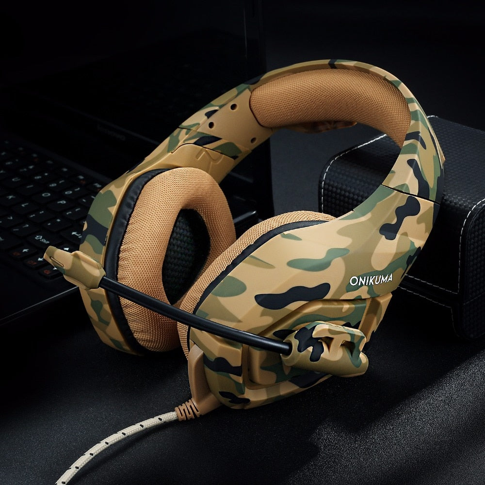 ONIKUMA K1 Camouflage Gaming Headset Wired For Computer/PS4/PC/Moblie Phone/ Xbox/Tablet Earphones with Mic