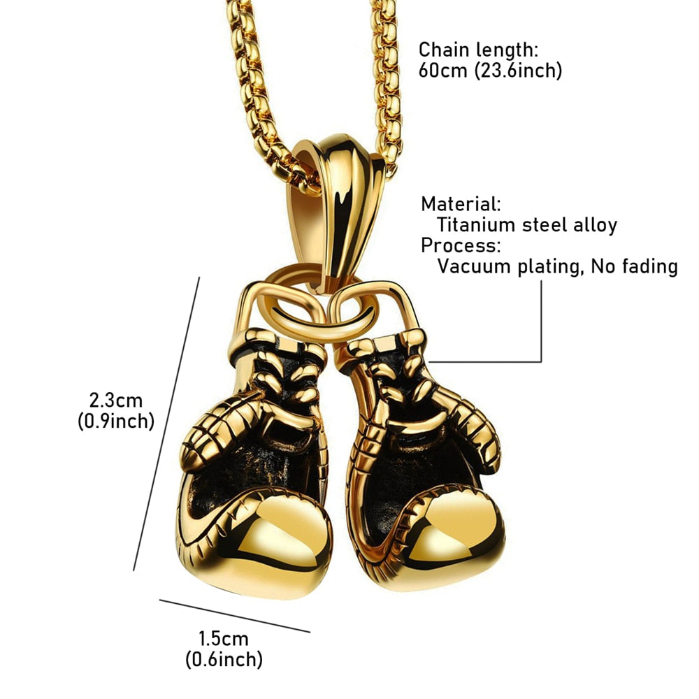 Boxing Gloves Necklace Boxing Chain Pendant Necklace Punk Jewelry