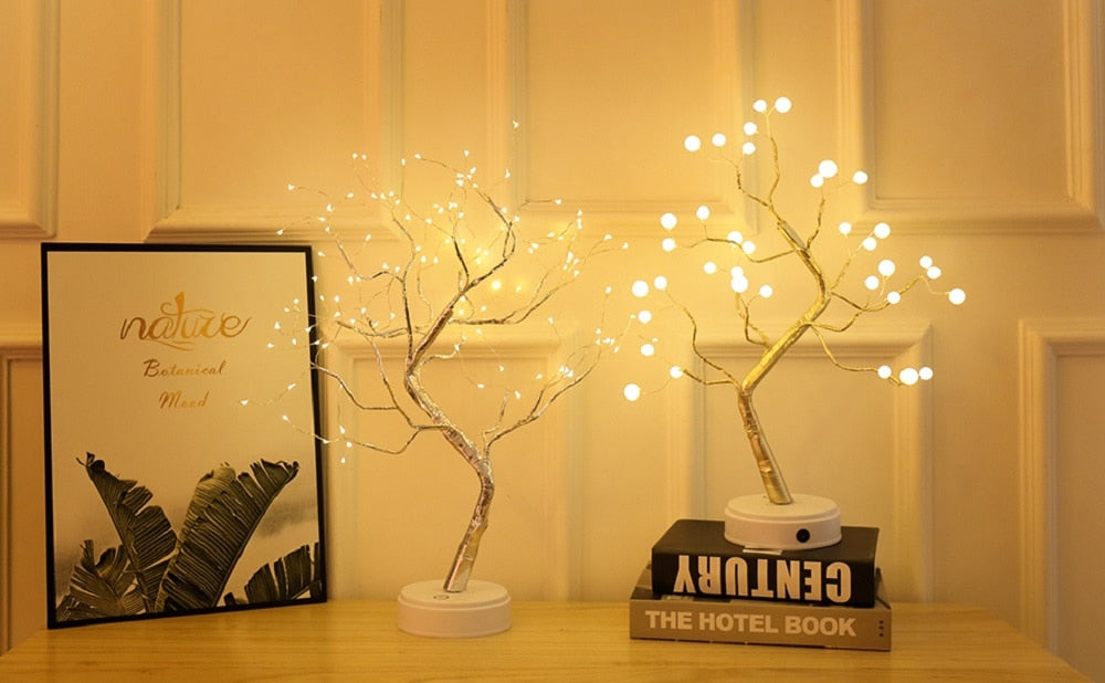 LED Night Light Mini Christmas Tree Copper Wire Garland Lamp