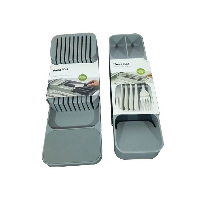 Kitchen Cutlery Drawer Organize Knife Holder Kitchen Silverware Organizer Storage Tray