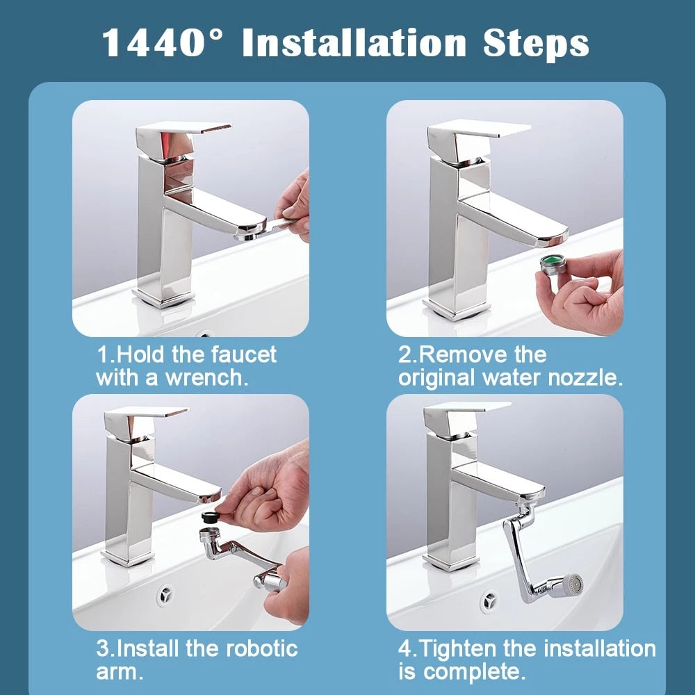 1080° Rotatable Bathroom Faucet Water Saving Filter