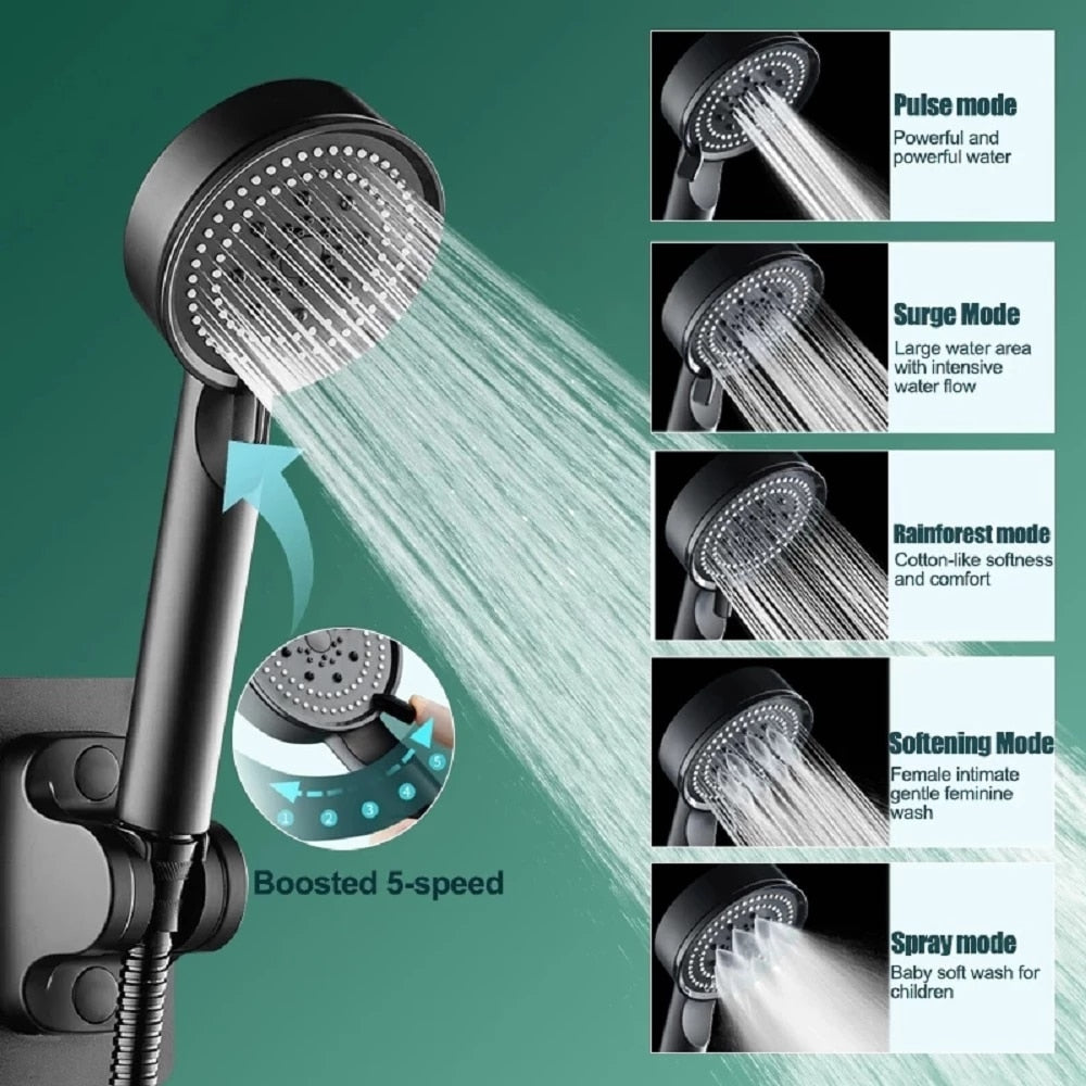 High Pressure Shower Head with 5 Spray Mode