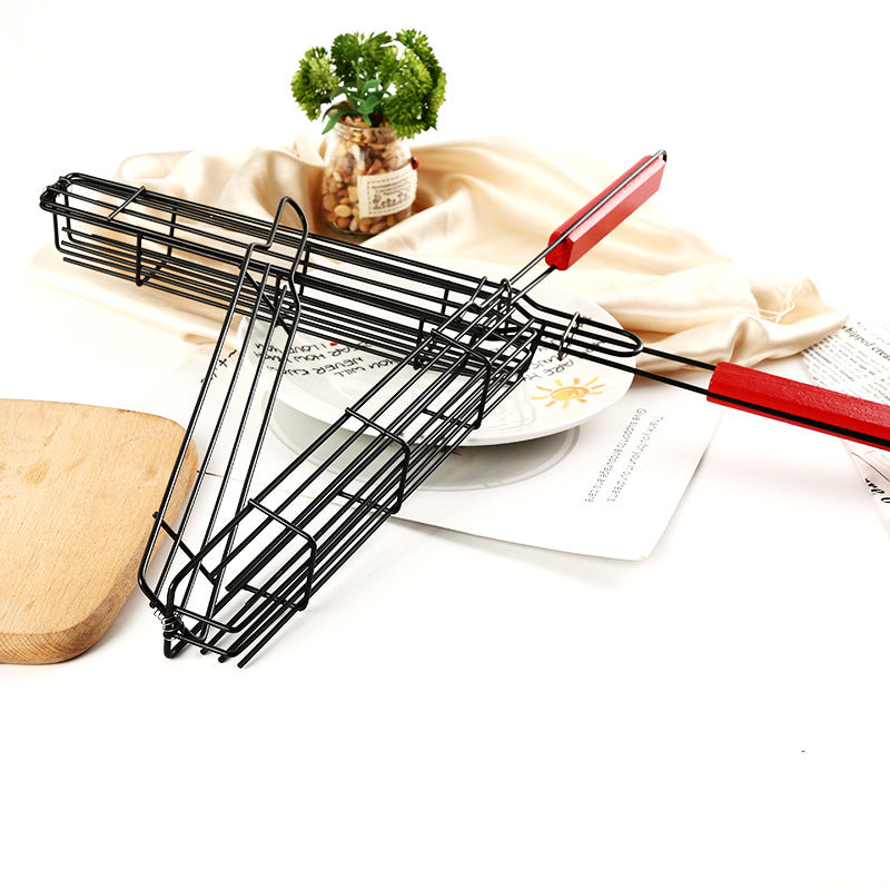 Stainless Steel Barbecue Cage Meat and Vegetable Barbecue Net Outdoor Household Barbecue Clip