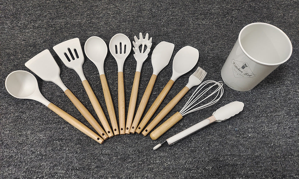 11-piece Kitchenware Set Silicone Kitchenware Set with Wooden Handle