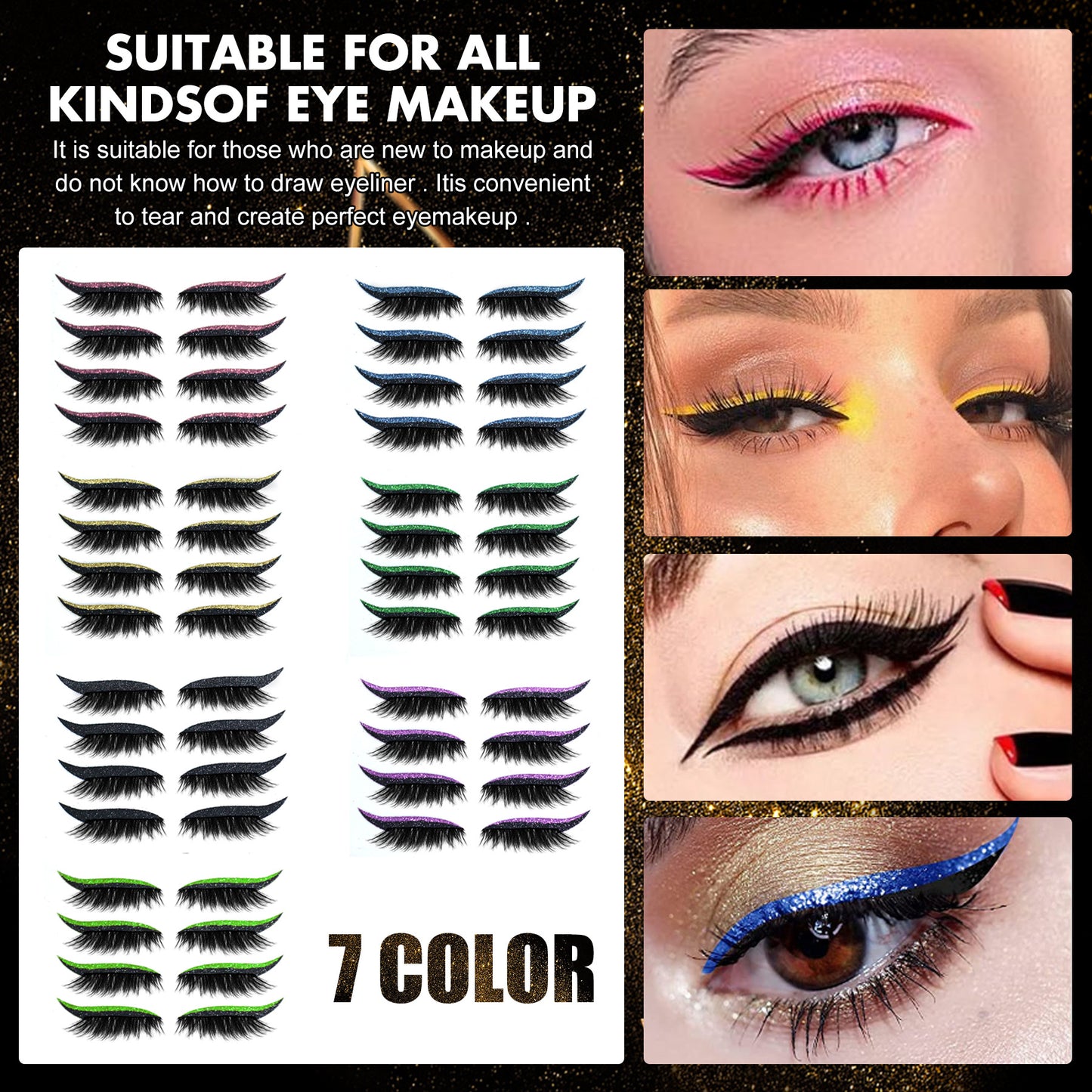 Eyeliner sticker glitter invisible adhesive eyeliner sticker with eyelashes