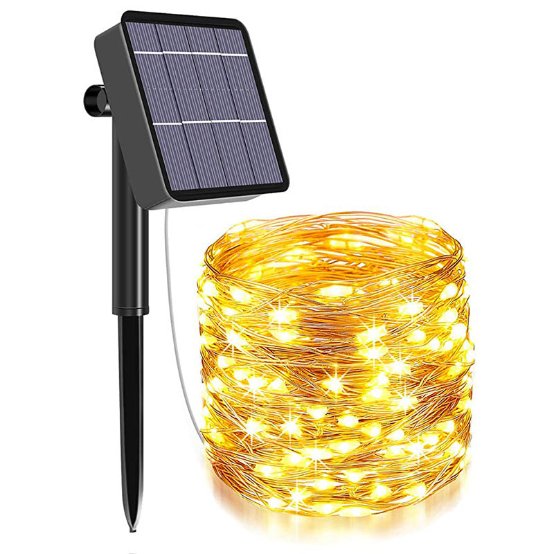 LED Copper Wire Solar Fairy Lights (8 Modes/Warm White)