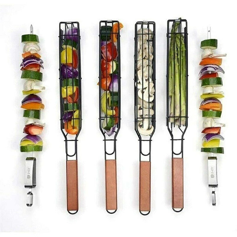 Stainless Steel Barbecue Cage Meat and Vegetable Barbecue Net Outdoor Household Barbecue Clip