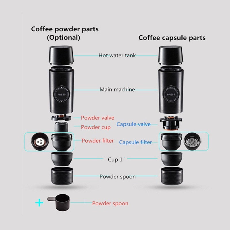 Mini Outdoor Portable Coffee Machine Electric USB Hot and Cold Extraction Coffee Powder Capsule Coffee Machine